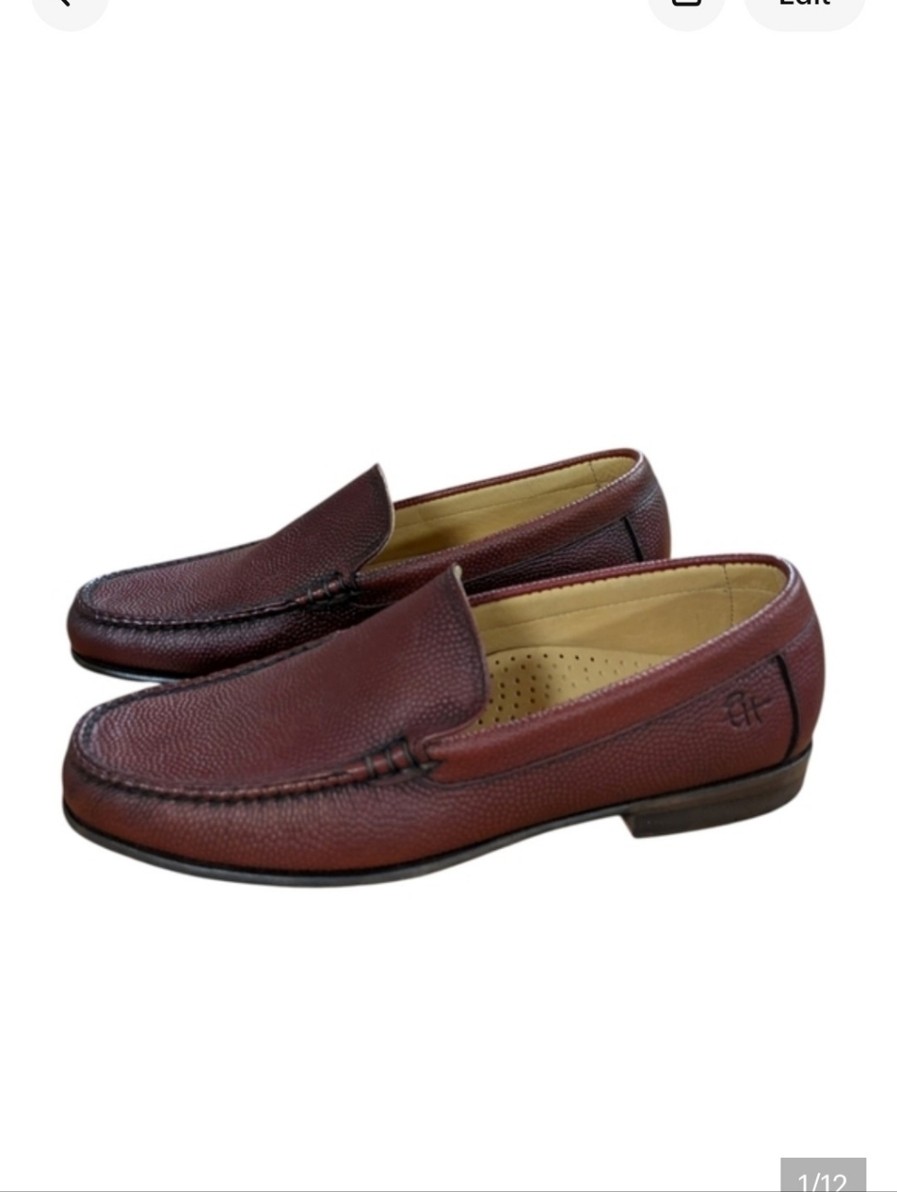 Ernest Hemingway Pebbled Leather Brown Loafers Size 9